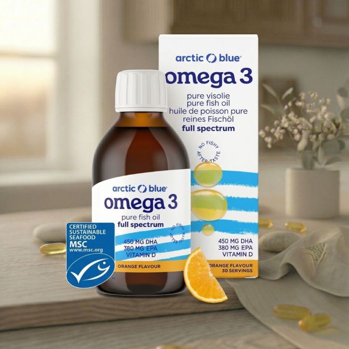 Omega-3 visolie DHA & EPA met vitamine D3 (Arctic Blue) 150 ml