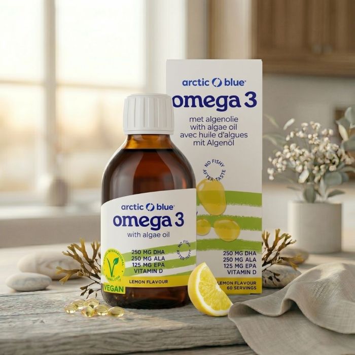 Omega-3 algenolie met DHA, ALA, EPA en vitamine D3 (Arctic Blue) 150ml