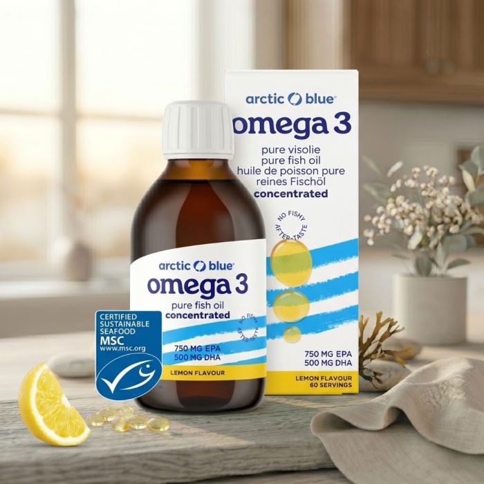Omega-3 visolie DHA & EPA geconcentreerd (Arctic Blue) 150 ml Omega-3 visolie DHA & EPA geconcentreerd (Arctic Blue) 150 ml