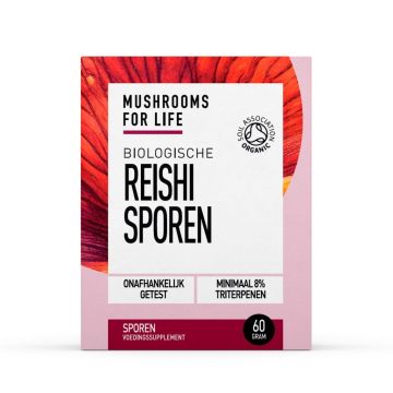 Reishi Spore Paddenstoelen Poeder Bio (Mushrooms For Life) 60gr
