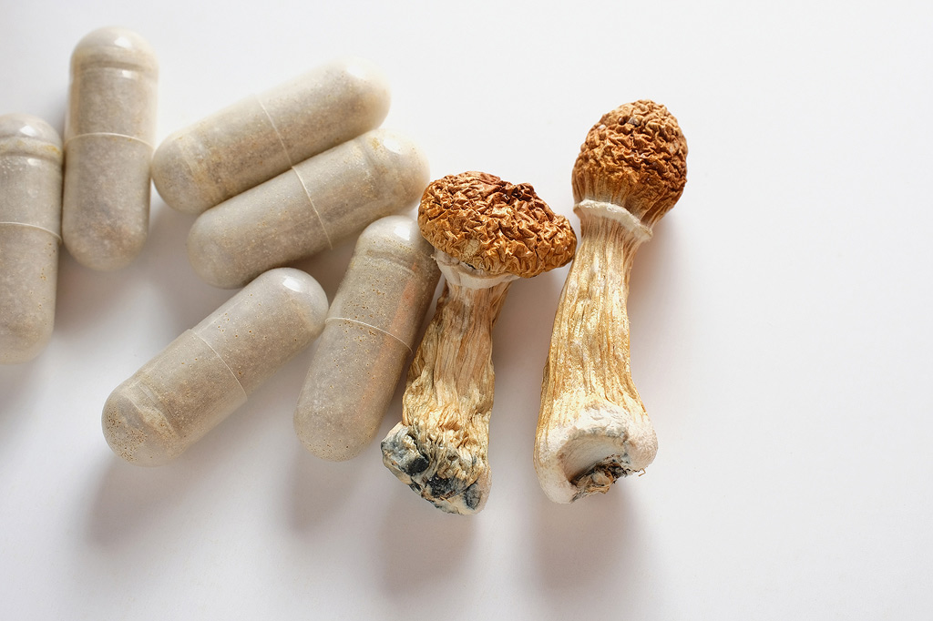 magic mushrooms en capsules wekken de indruk dat psilocybine in capsulevorm verkrijgbaar is.